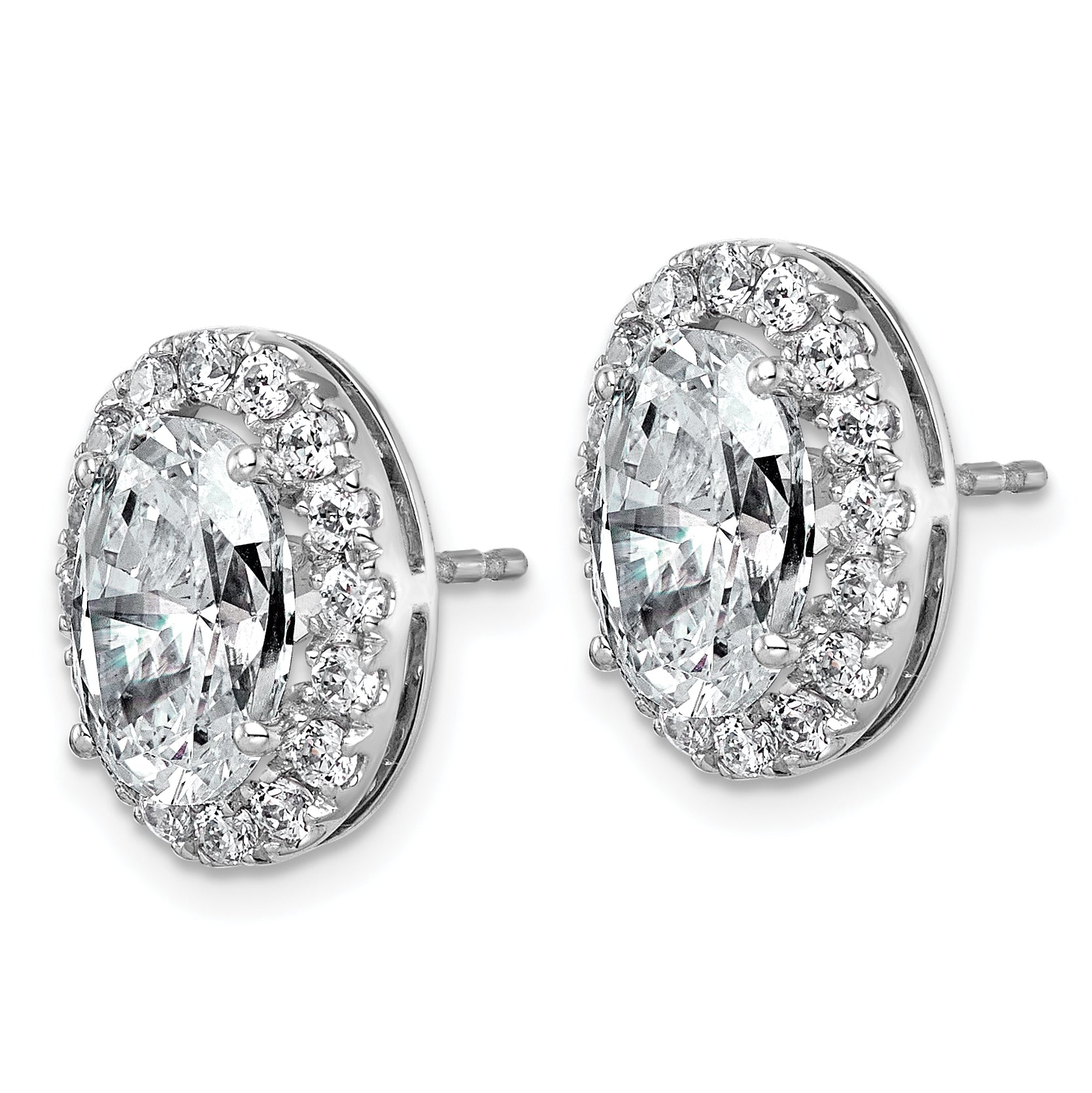 14k White Gold 5 7/8 carat Lab Grown Diamond VS+ F+ Complete Oval Halo Earrings