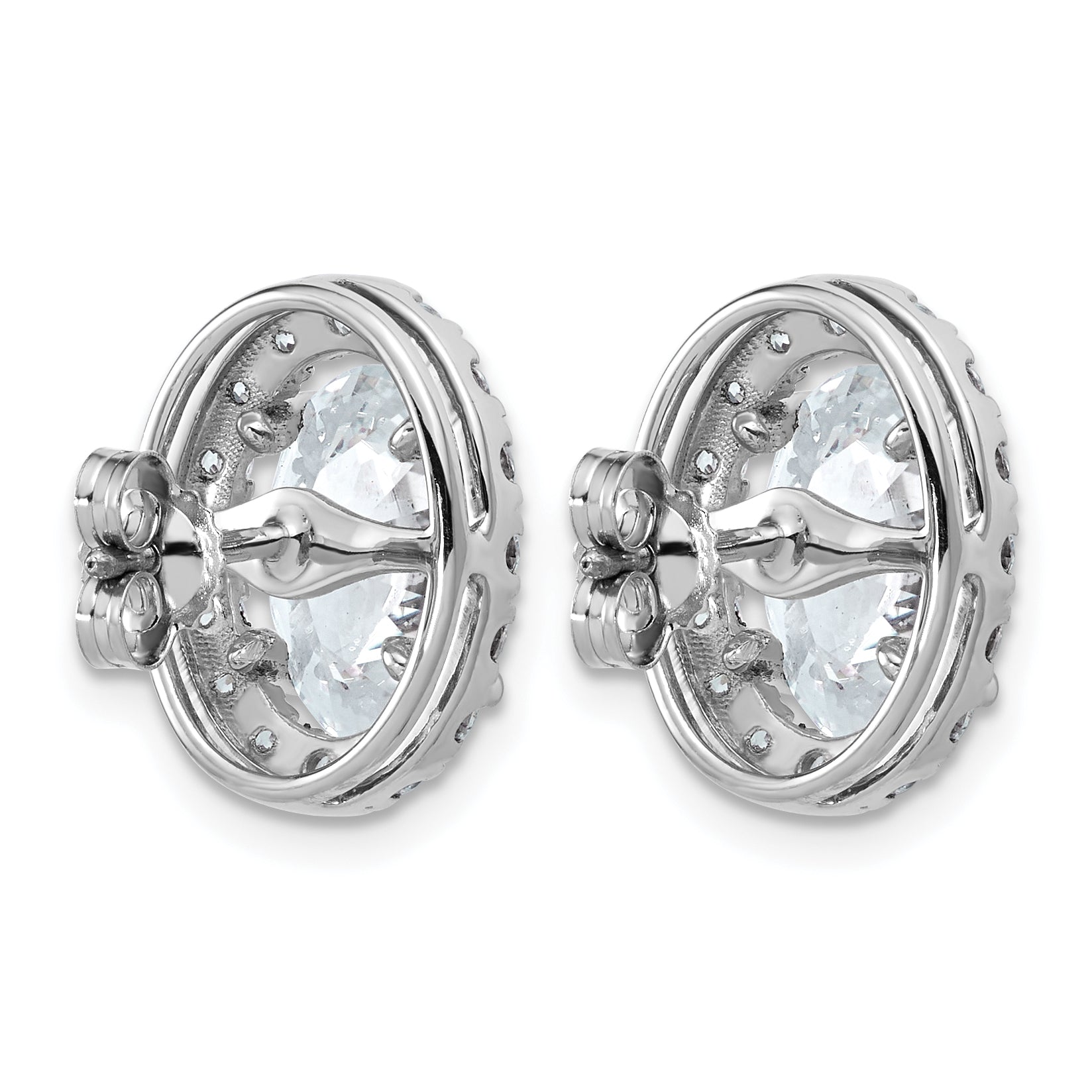 14k White Gold 5 7/8 carat Lab Grown Diamond VS+ F+ Complete Oval Halo Earrings