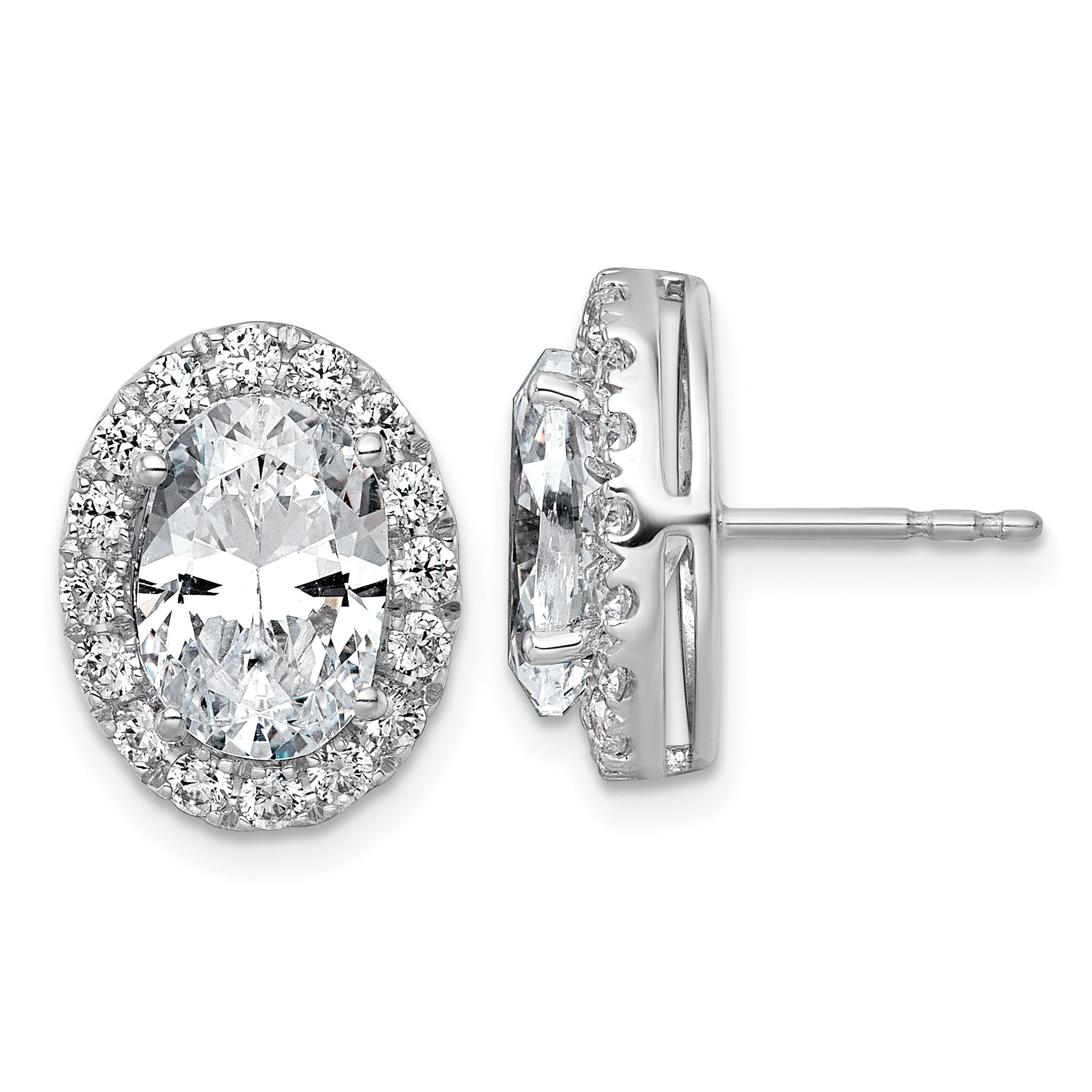 14k White Gold 5 7/8 carat Lab Grown Diamond VS+ F+ Complete Oval Halo Earrings