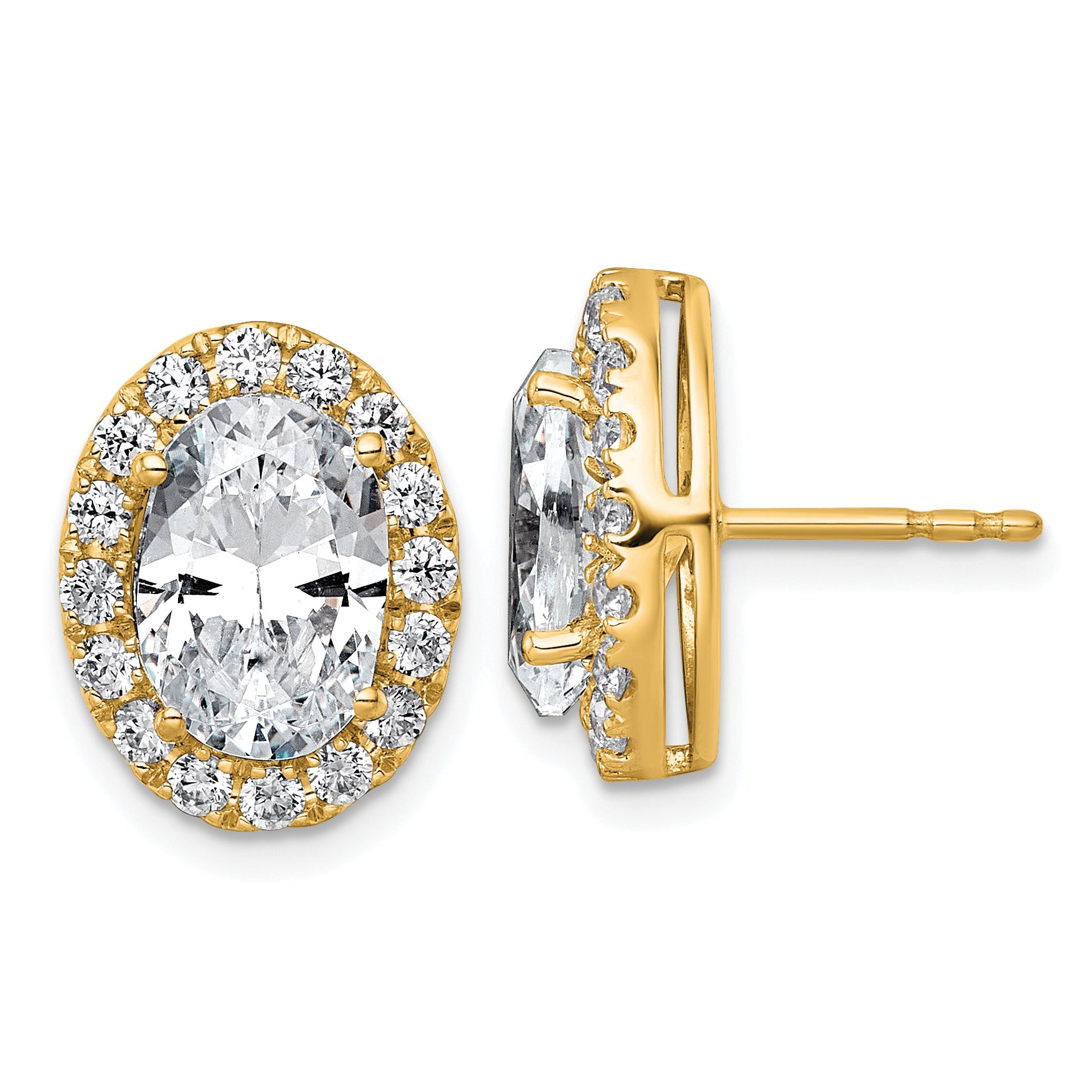 14k 5 7/8 carat Lab Grown Diamond VS+ F+ Complete Oval Halo Earrings Main image