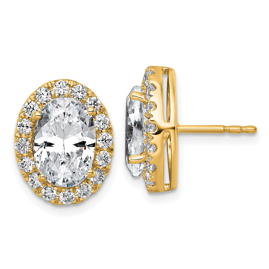 14k 5 7/8 carat Lab Grown Diamond VS+ F+ Complete Oval Halo Earrings