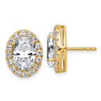 14k 5 7/8 carat Lab Grown Diamond VS+ F+ Complete Oval Halo Earrings