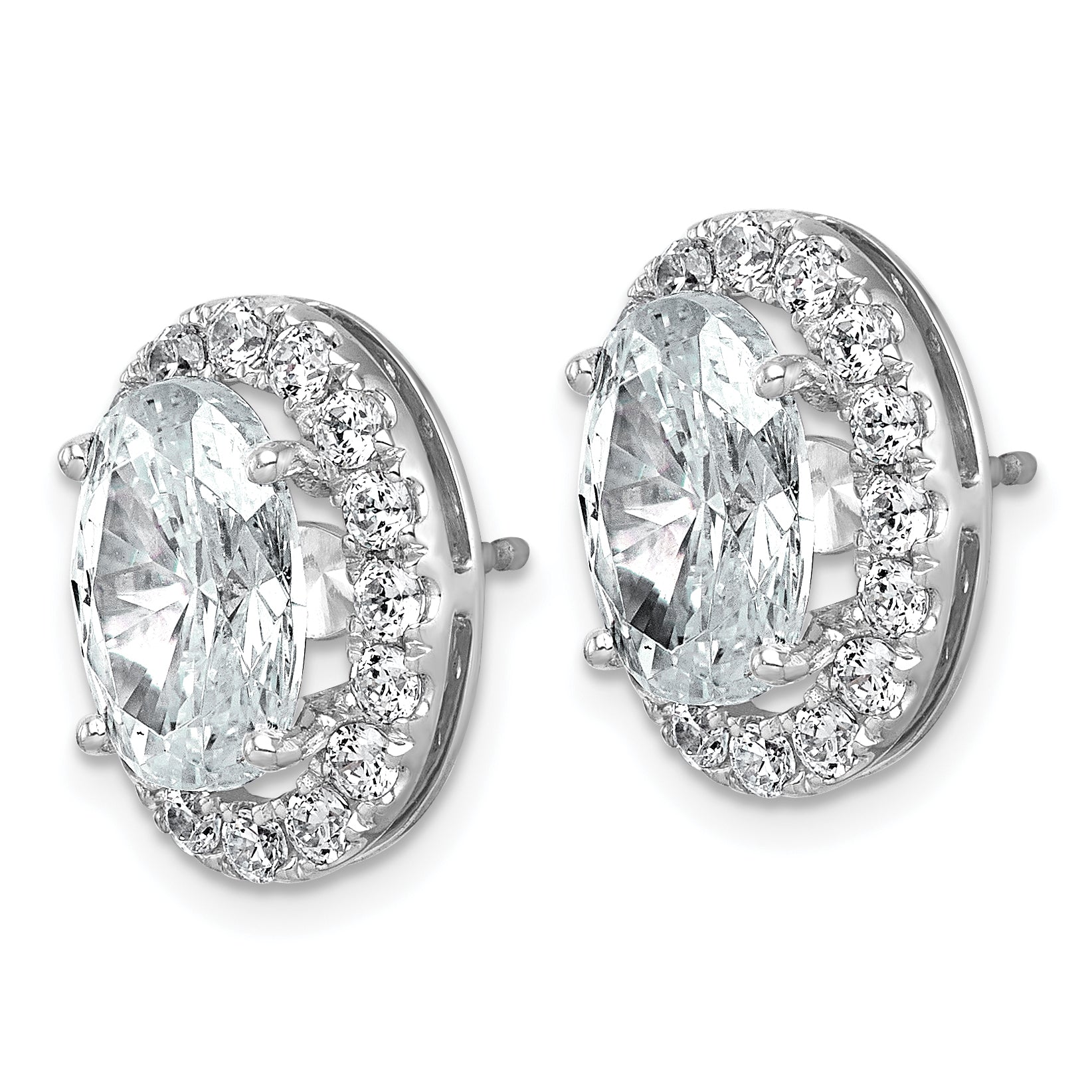 14k White Gold 7 3/8 carat Lab Grown Diamond VS+ F+ Complete Oval Halo Earrings