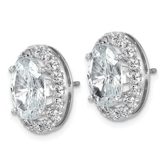 14k White Gold 7 3/8 carat Lab Grown Diamond VS+ F+ Complete Oval Halo Earrings