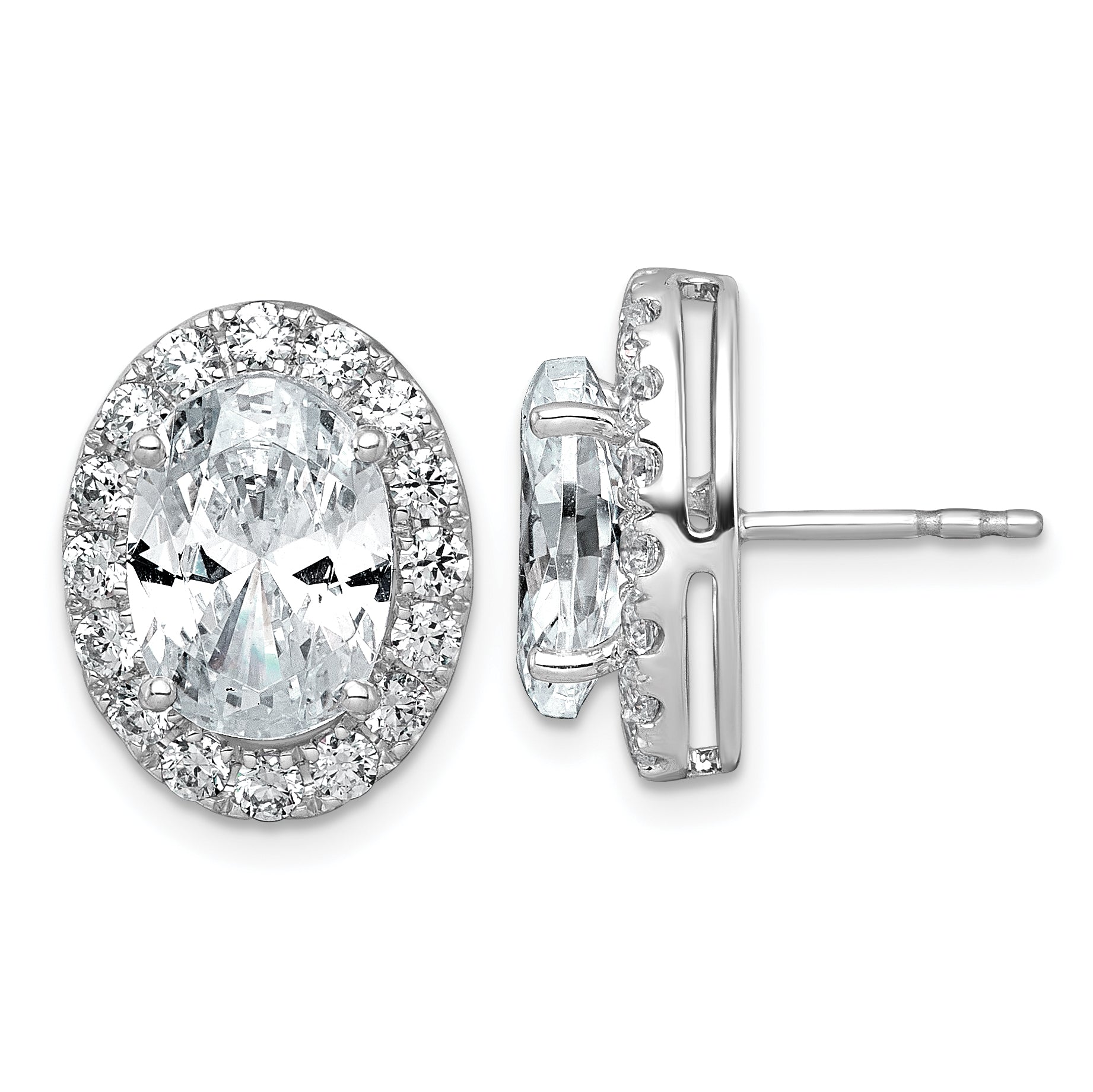 14k White Gold 7 3/8 carat Lab Grown Diamond VS+ F+ Complete Oval Halo Earrings Main image