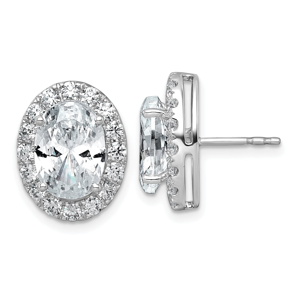 14k White Gold 7 3/8 carat Lab Grown Diamond VS+ F+ Complete Oval Halo Earrings