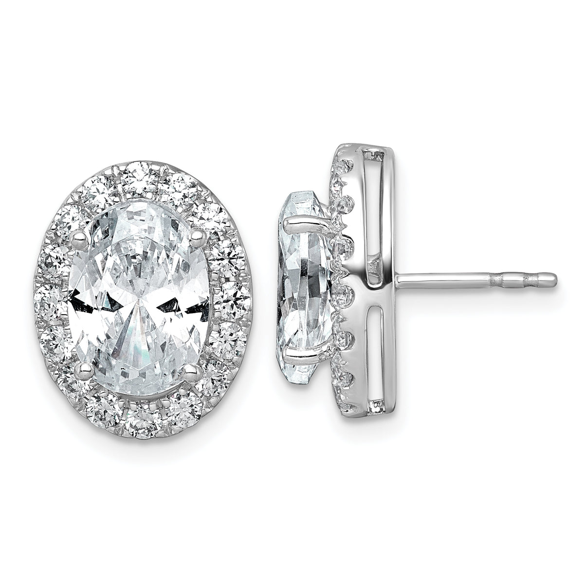 14k White Gold 7 3/8 carat Lab Grown Diamond VS+ F+ Complete Oval Halo Earrings