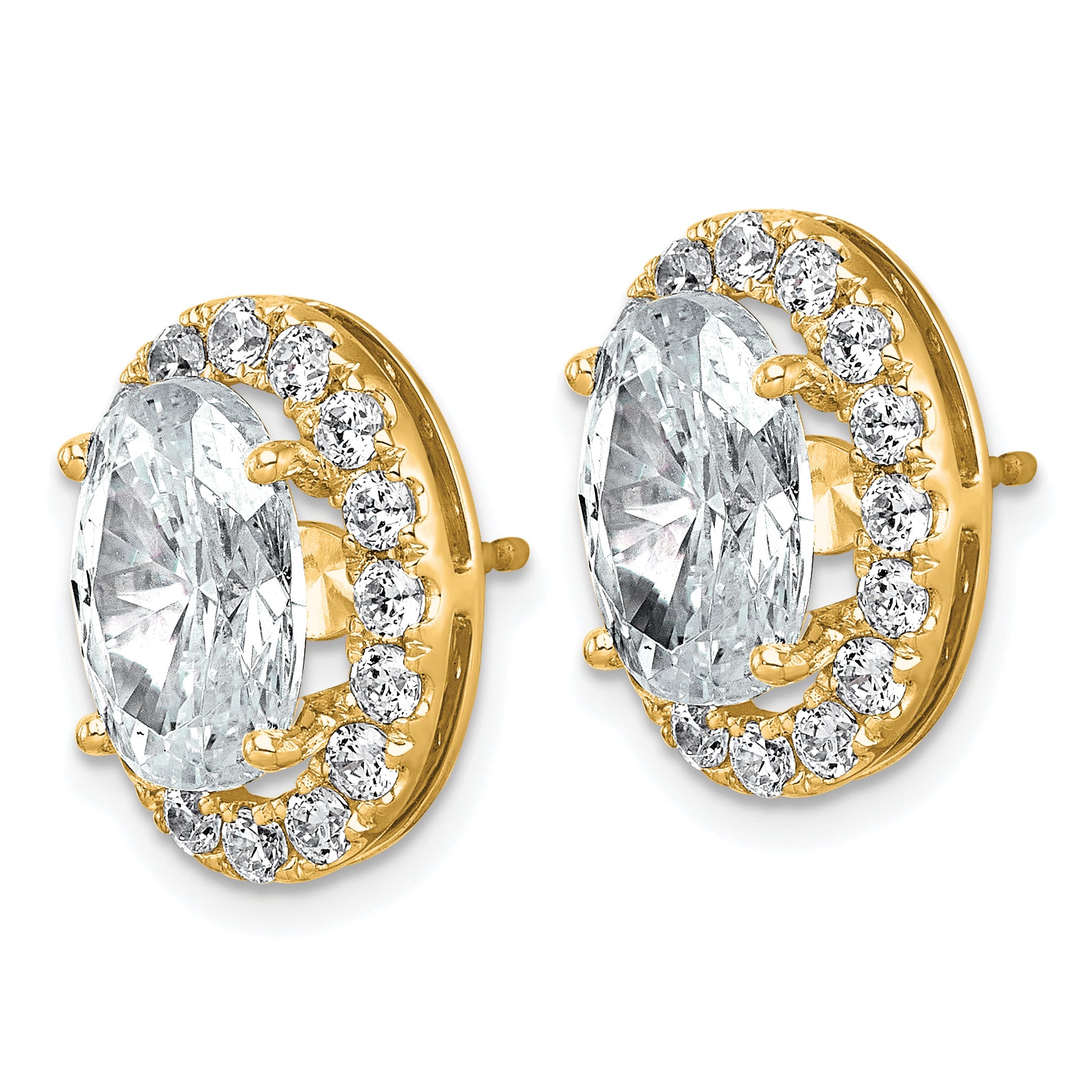 14k 7 3/8 carat Lab Grown Diamond VS+ F+ Complete Oval Halo Earrings Secondary image