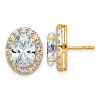 14k 7 3/8 carat Lab Grown Diamond VS+ F+ Complete Oval Halo Earrings