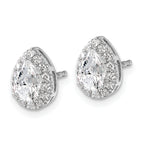 14K White Gold 1 1/4 ct Lab-Created Diamond VS/SI+ G+ Pear-Cut Halo Earrings