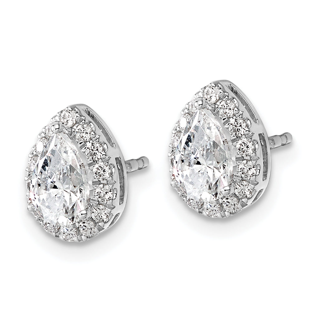 14K White Gold 1/4 ct Lab-Created Diamond VS/SI+ G+ Halo Earrings