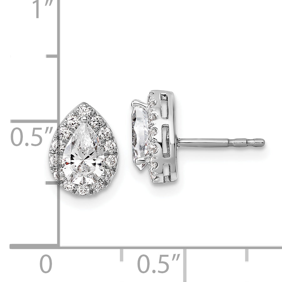 14K White Gold 1/4 ct Lab-Created Diamond VS/SI+ G+ Halo Earrings