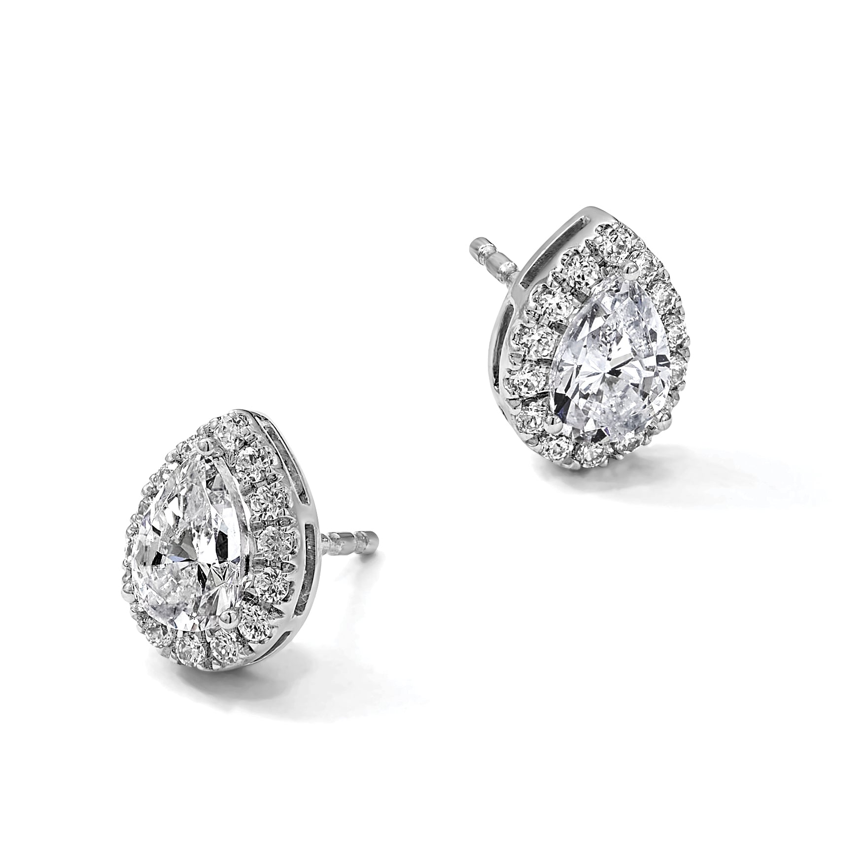 14K White Gold 1/4 ct Lab-Created Diamond VS/SI+ G+ Halo Earrings