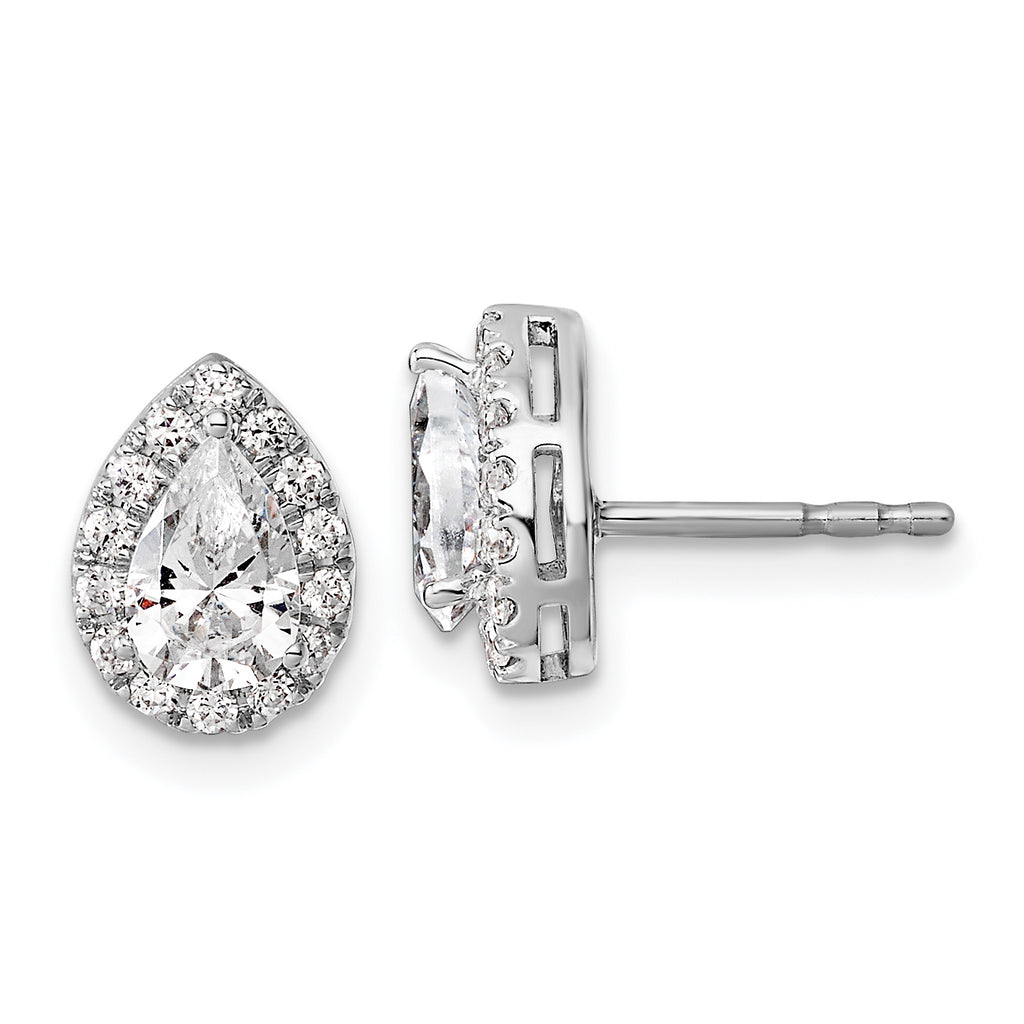14K White Gold 1 1/4 ct Lab-Created Diamond VS/SI+ G+ Pear-Cut Halo Earrings