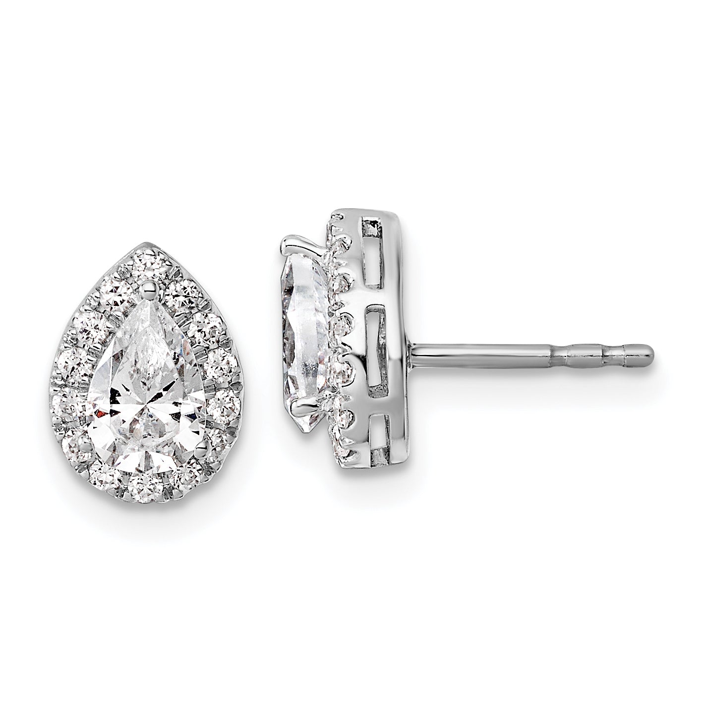 14K White Gold 1 1/4 ct Lab-Created Diamond VS/SI+ G+ Pear-Cut Halo Earrings