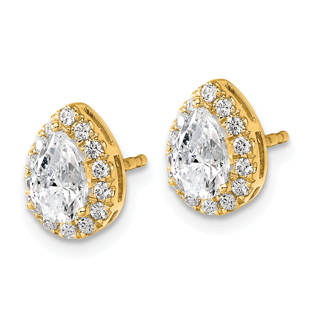 14K White Gold 1 1/4 ct Lab-Created Diamond VS+ F+ Halo Earrings