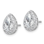 14k White Gold 2 3/8 carat Lab Grown Diamond VS+ F+ Complete Pear Halo Post Earrings