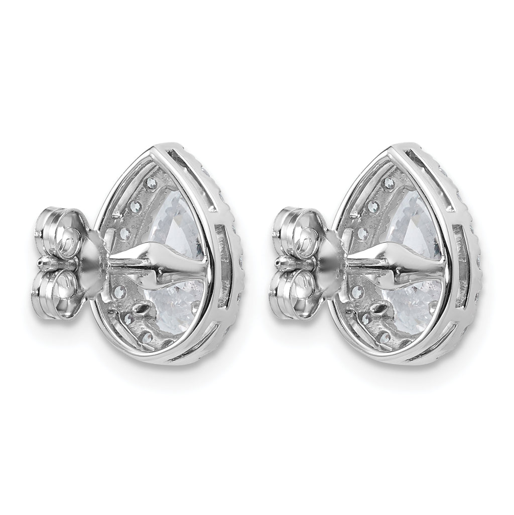14k White Gold 2 3/8 carat Lab Grown Diamond VS+ F+ Complete Pear Halo Post Earrings