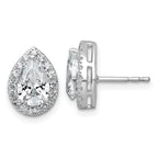 14k White Gold 2 3/8 carat Lab Grown Diamond VS+ F+ Complete Pear Halo Post Earrings