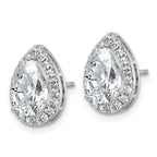 14k White Gold 3 1/2 carat Lab Grown Diamond VS+ F+ Complete Pear Halo Post Earrings