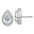14k White Gold 3 1/2 carat Lab Grown Diamond VS+ F+ Complete Pear Halo Post Earrings
