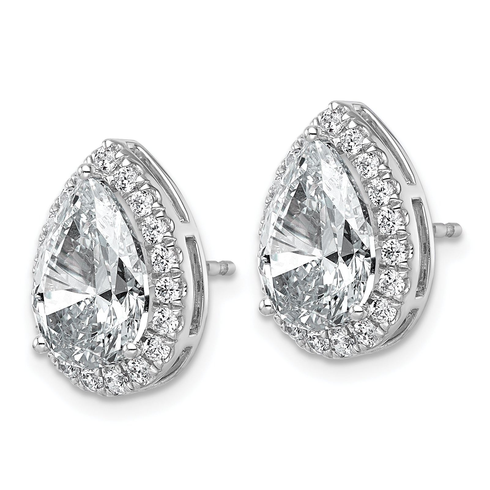 14k 4 5/8 carat Lab Grown Diamond VS+ F+ Complete Pear Halo Post Earrings Secondary image