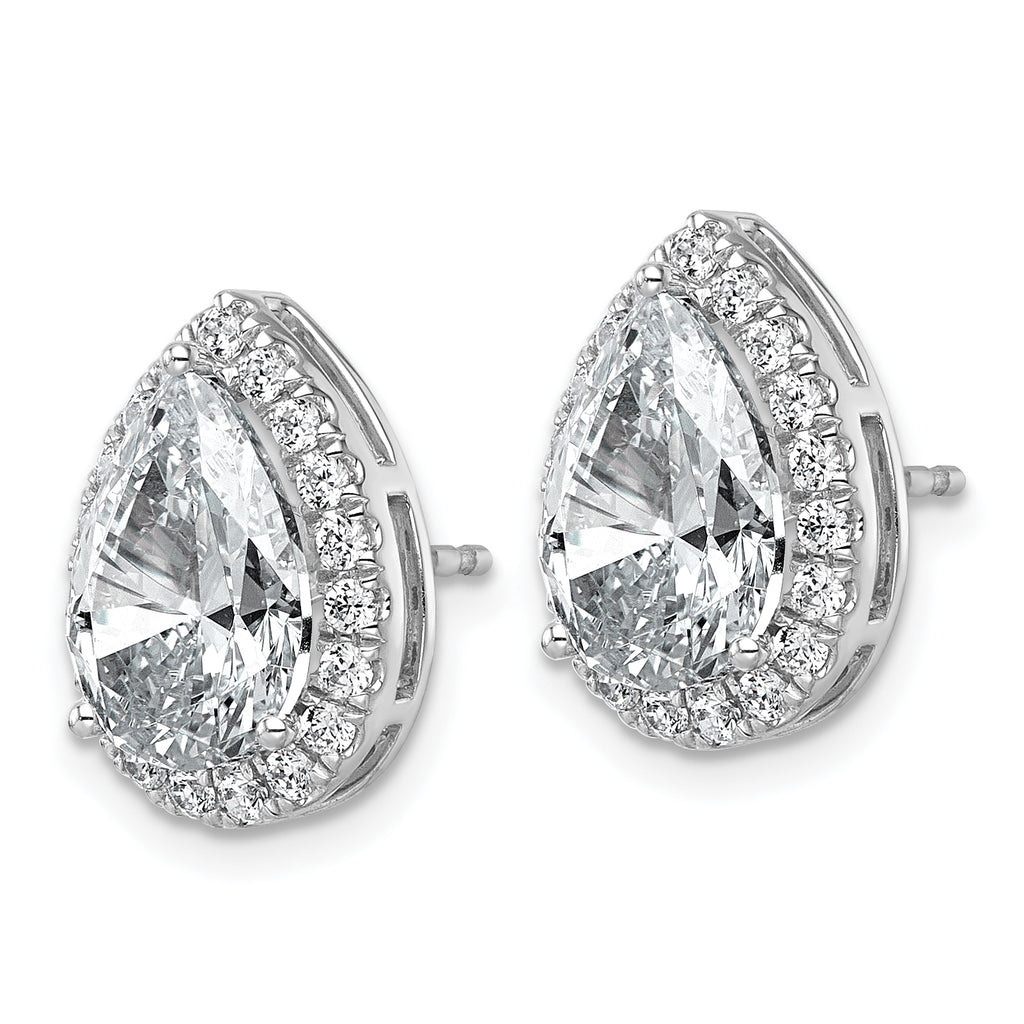14k 4 5/8 carat Lab Grown Diamond VS+ F+ Complete Pear Halo Post Earrings