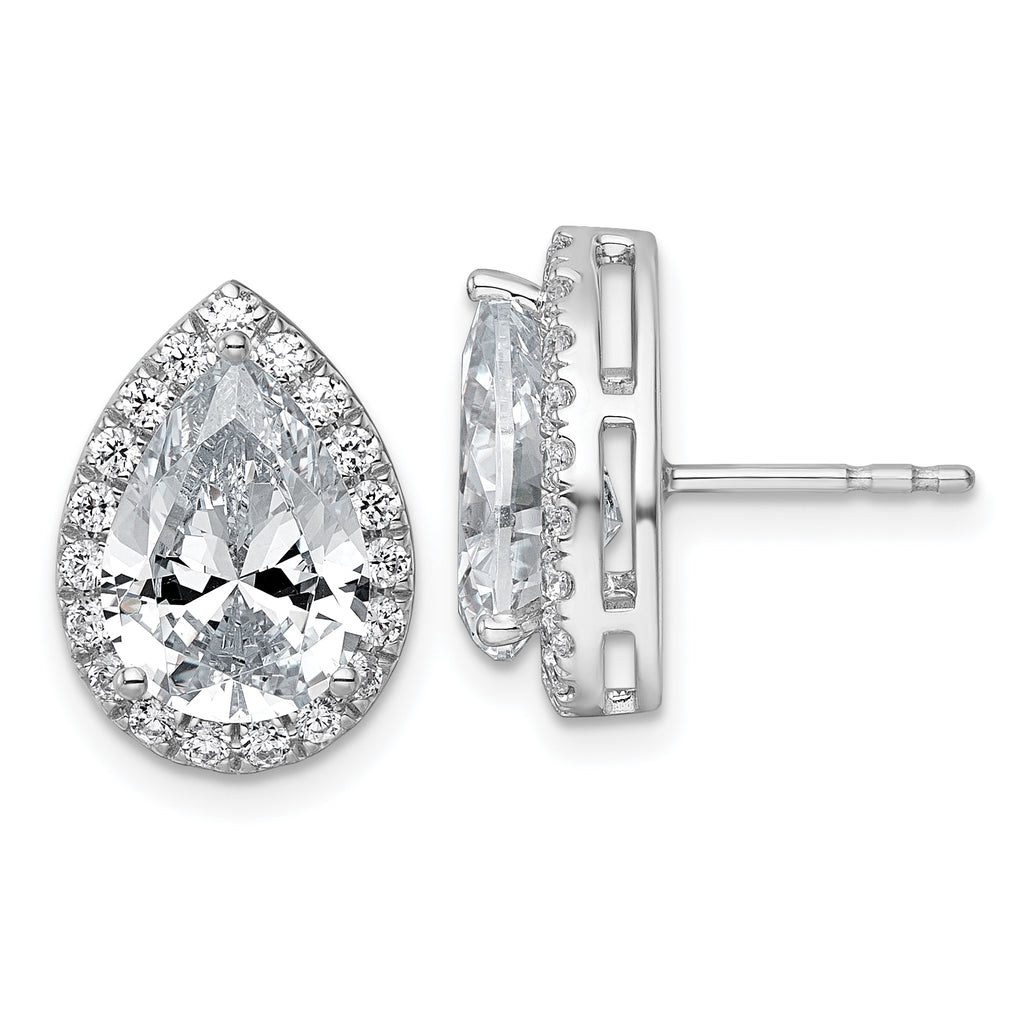 14k 4 5/8 carat Lab Grown Diamond VS+ F+ Complete Pear Halo Post Earrings