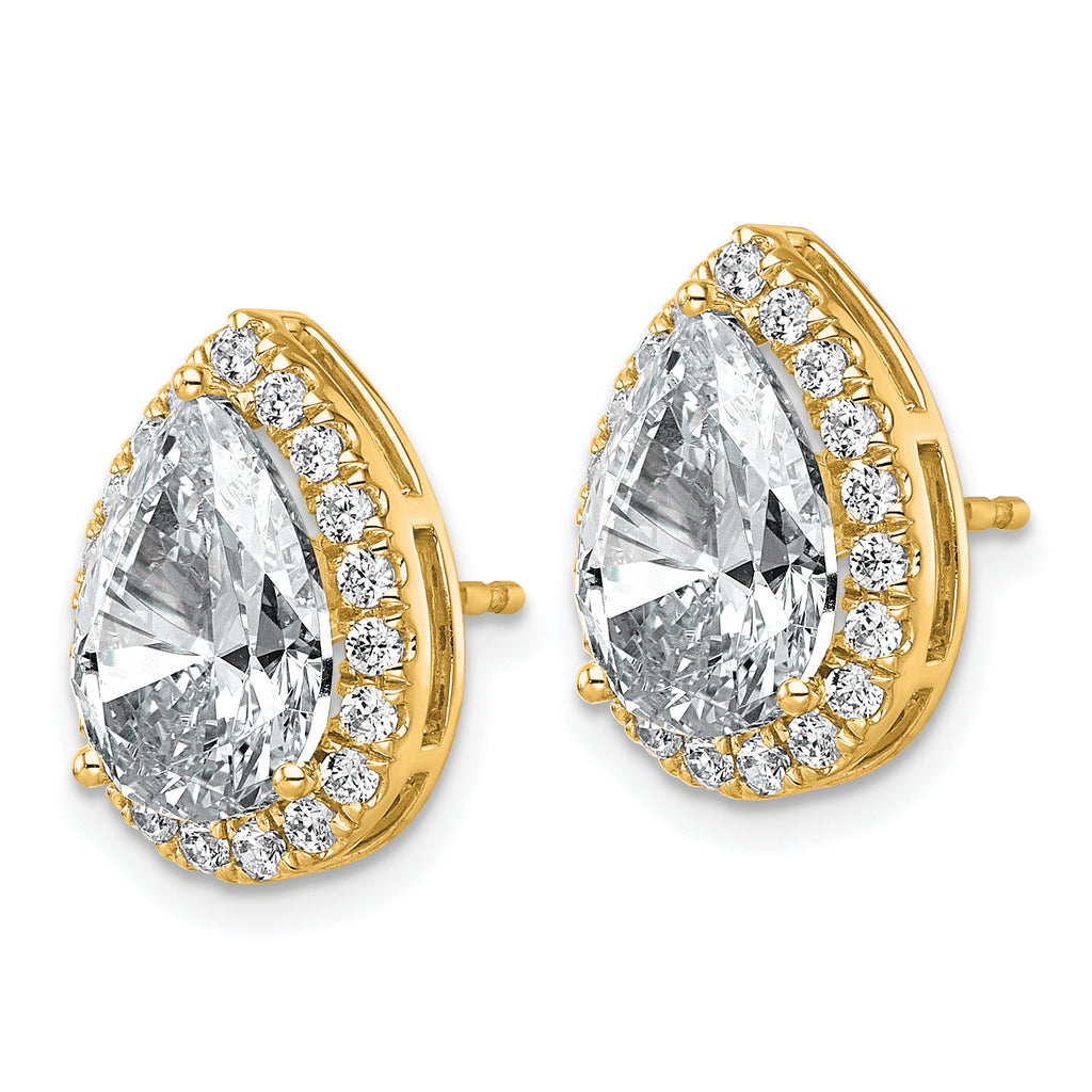 14k White Gold 4 5/8 carat Lab Grown Diamond VS+ F+ Complete Pear Halo Post Earrings