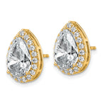14k White Gold 4 5/8 carat Lab Grown Diamond VS+ F+ Complete Pear Halo Post Earrings