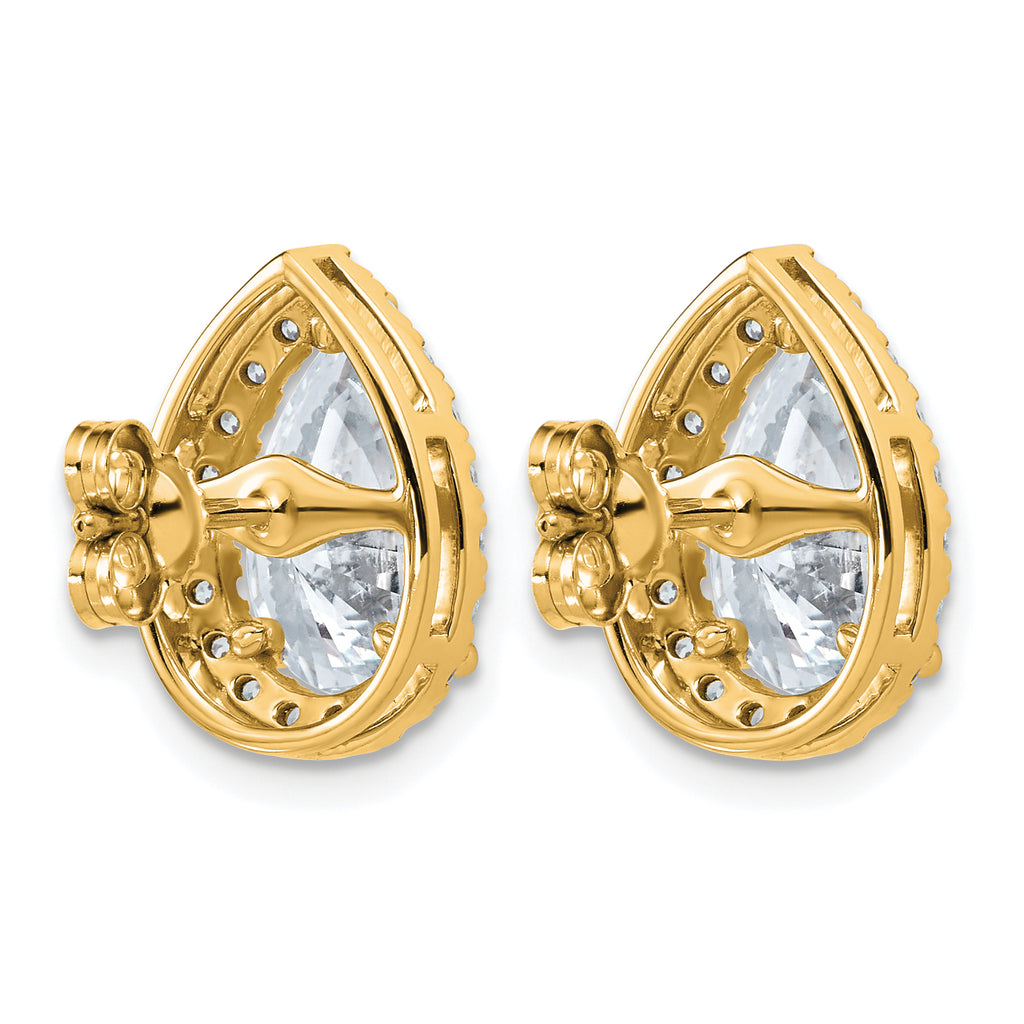 14k White Gold 4 5/8 carat Lab Grown Diamond VS+ F+ Complete Pear Halo Post Earrings