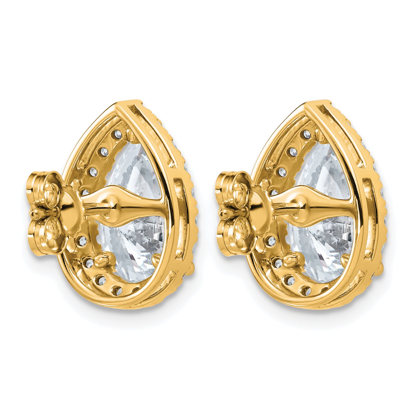 14k White Gold 4 5/8 carat Lab Grown Diamond VS+ F+ Complete Pear Halo Post Earrings