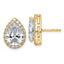 14k White Gold 4 5/8 carat Lab Grown Diamond VS+ F+ Complete Pear Halo Post Earrings