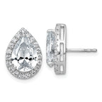 14k White Gold 5 5/8 carat Lab Grown Diamond VS+ F+ Complete Pear Halo Post Earrings
