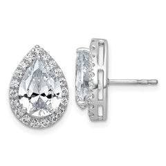 14k White Gold 5 5/8 carat Lab Grown Diamond VS+ F+ Complete Pear Halo Post Earrings