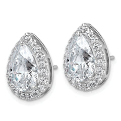 14k White Gold 6 3/4 carat Lab Grown Diamond VS+ F+ Complete Pear Halo Post Earrings