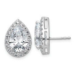 14k White Gold 6 3/4 carat Lab Grown Diamond VS+ F+ Complete Pear Halo Post Earrings