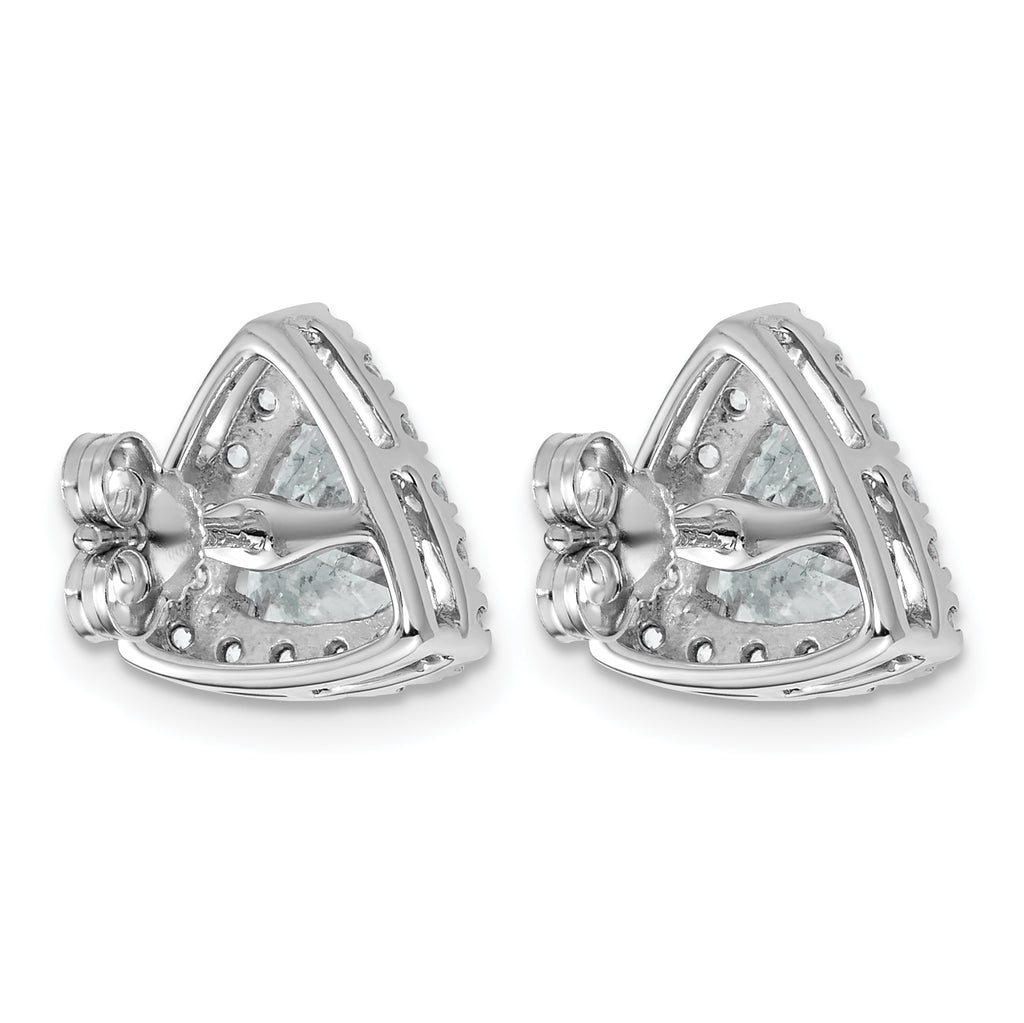 14k White Gold 2 5/8 carat Lab Grown Diamond VS+ F+ Complete Trillion Halo Post Earrings