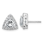 14k White Gold 2 5/8 carat Lab Grown Diamond VS+ F+ Complete Trillion Halo Post Earrings