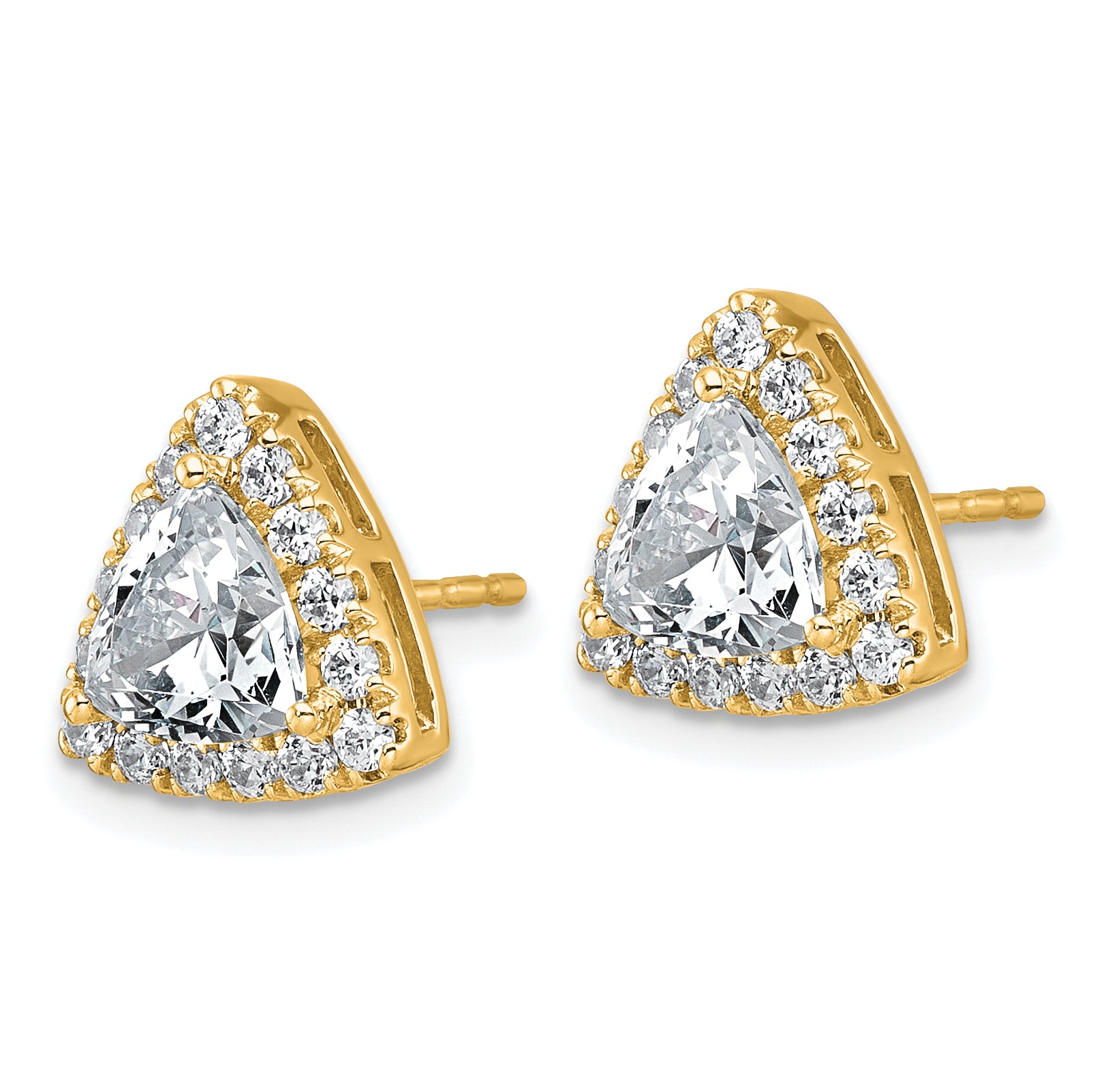14k 2 5/8 carat Lab Grown Diamond VS+ F+ Complete Trillion Halo Post Earrings Secondary image