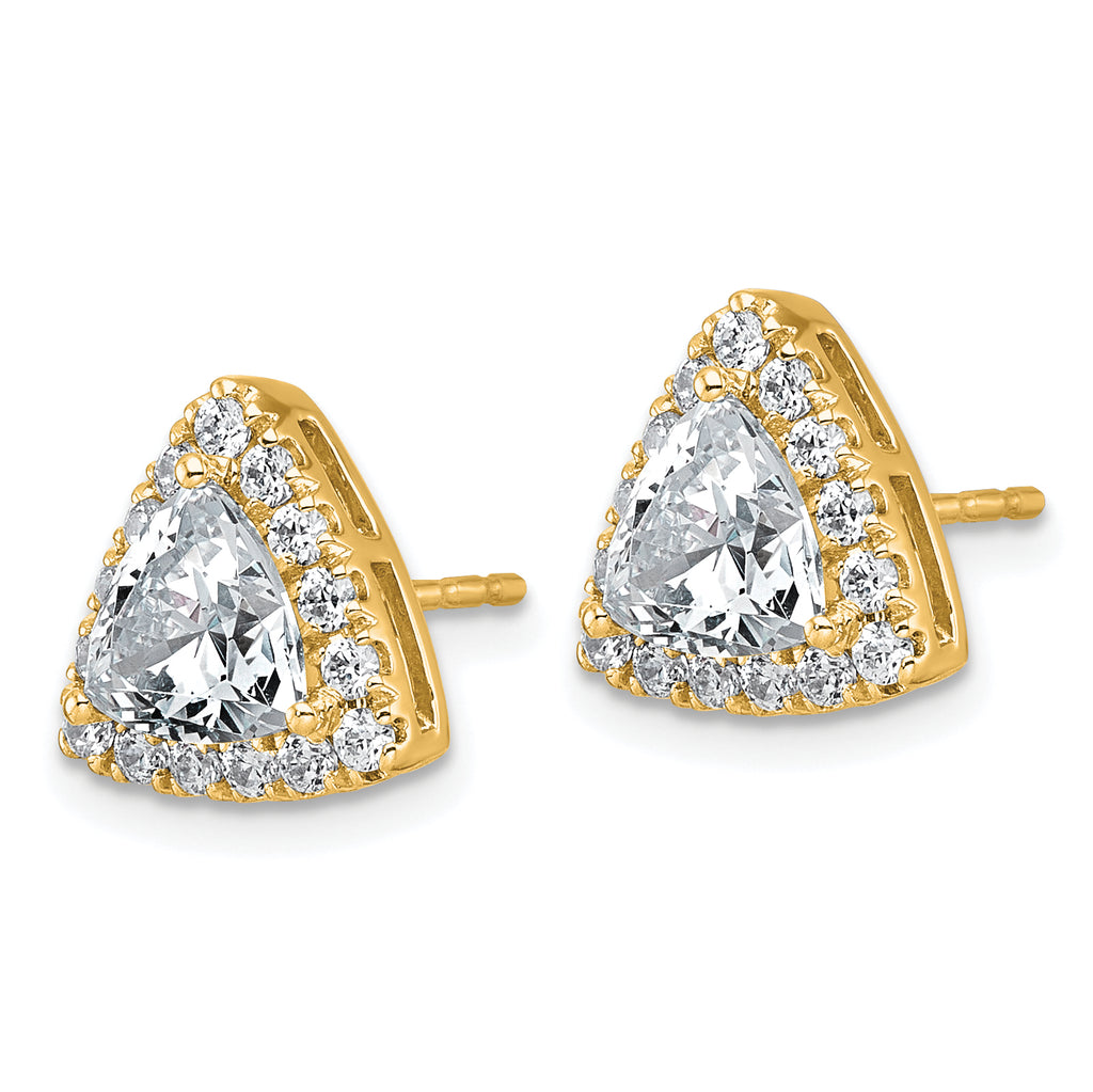 14k 2 5/8 carat Lab Grown Diamond VS+ F+ Complete Trillion Halo Post Earrings