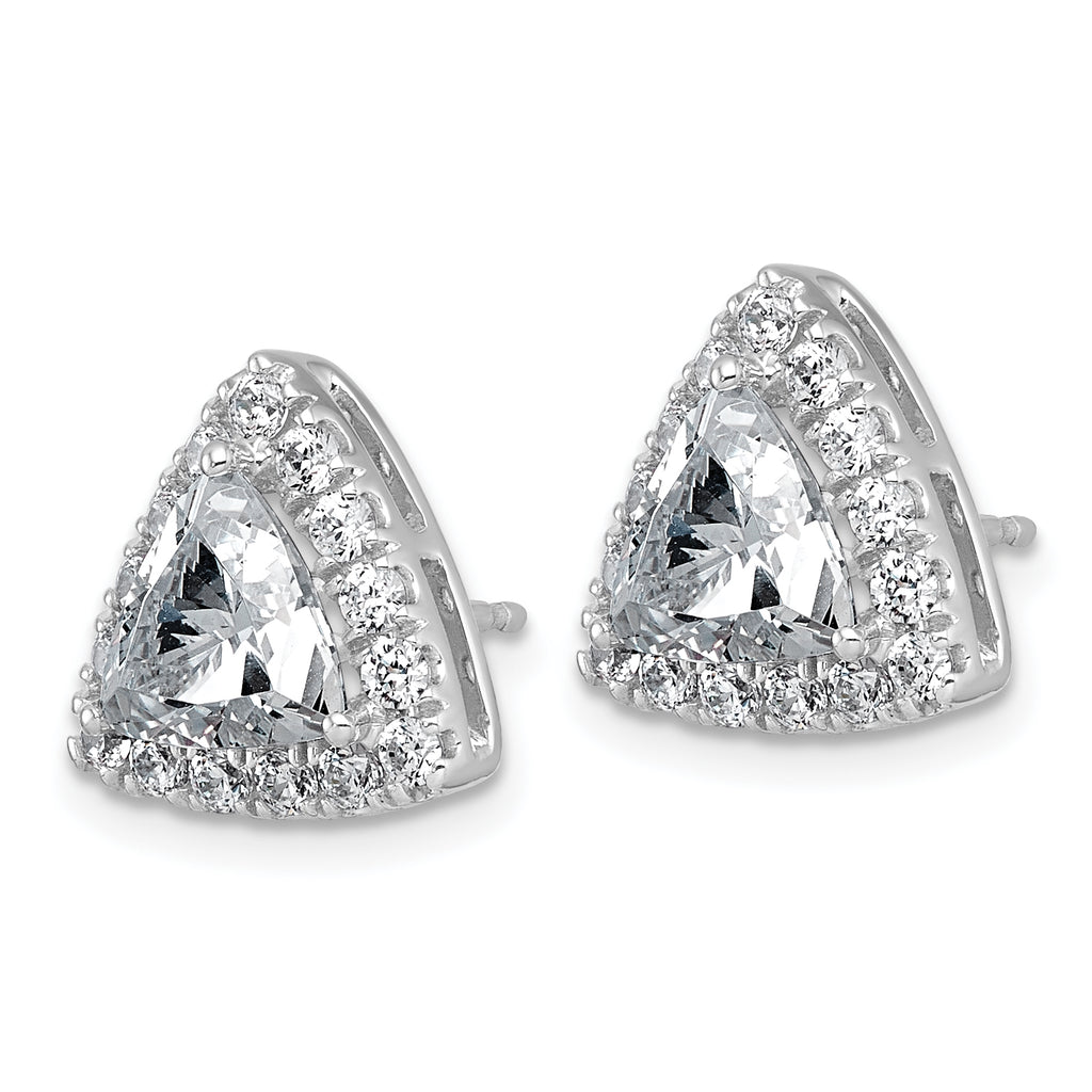 14k White Gold 3 3/4 carat Lab Grown Diamond VS+ F+ Complete Trillion Halo Post Earrings