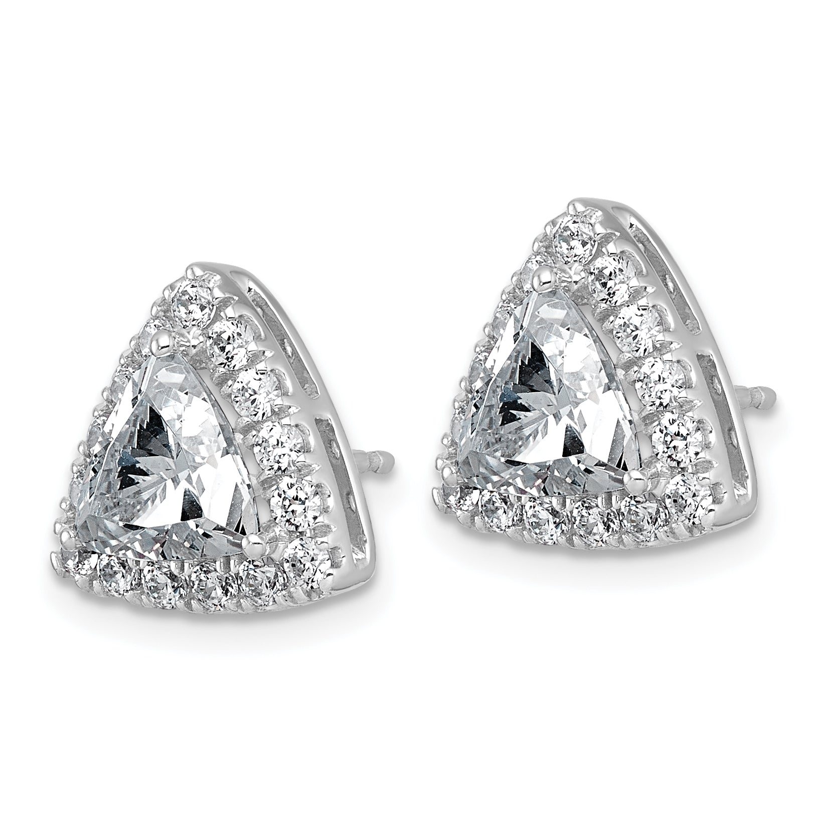 14k White Gold 3 3/4 carat Lab Grown Diamond VS+ F+ Complete Trillion Halo Post Earrings