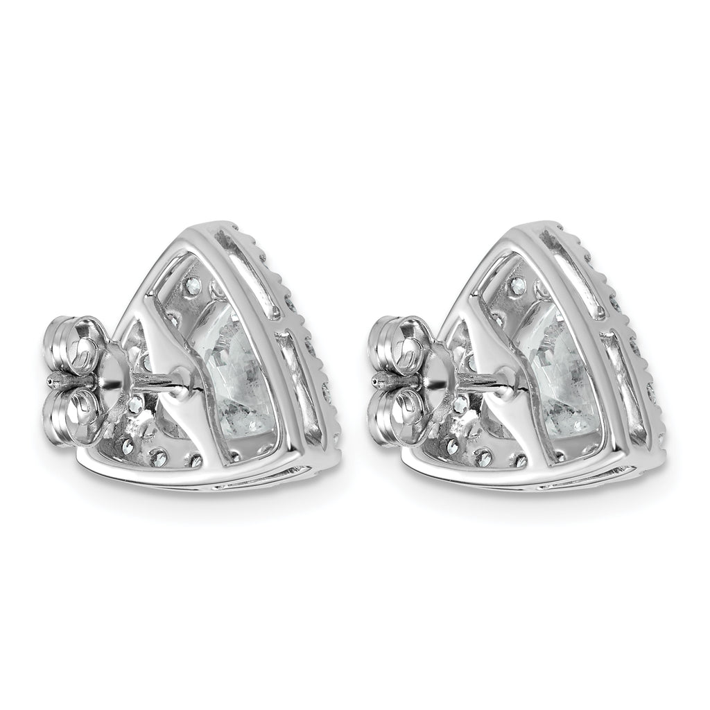 14k White Gold 3 3/4 carat Lab Grown Diamond VS+ F+ Complete Trillion Halo Post Earrings