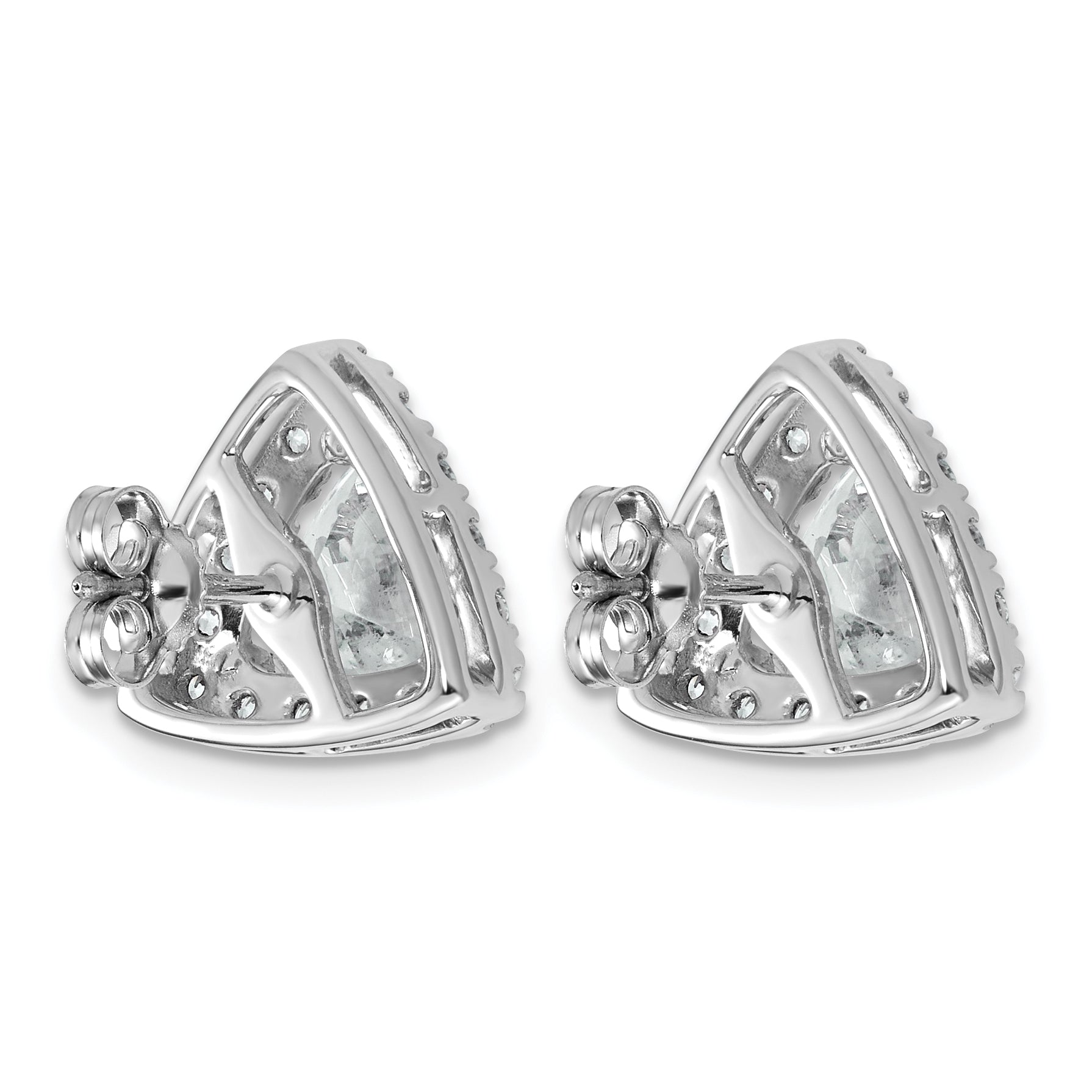 14k White Gold 3 3/4 carat Lab Grown Diamond VS+ F+ Complete Trillion Halo Post Earrings