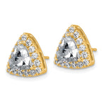 14k 3 3/4 carat Lab Grown Diamond VS+ F+ Complete Trillion Halo Post Earrings