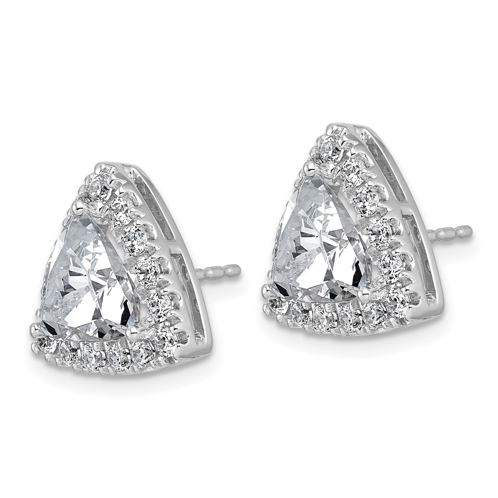 14k White Gold 5 1/4 carat Lab Grown Diamond VS+ F+ Complete Trillion Halo Post Earrings