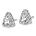 14k White Gold 5 1/4 carat Lab Grown Diamond VS+ F+ Complete Trillion Halo Post Earrings