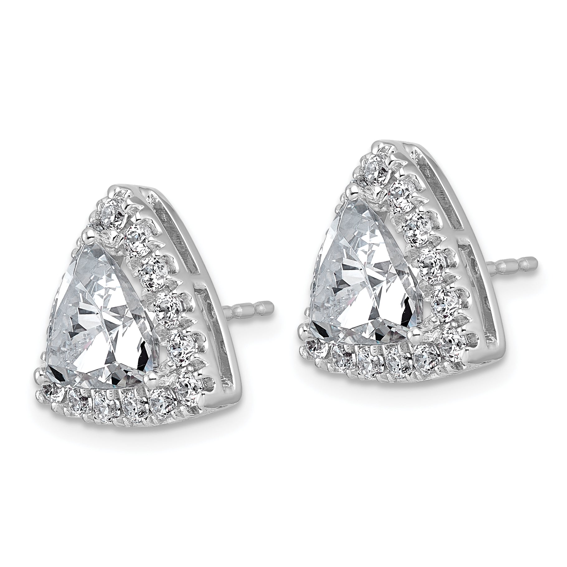 14k White Gold 5 1/4 carat Lab Grown Diamond VS+ F+ Complete Trillion Halo Post Earrings