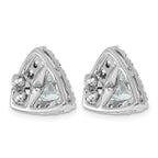 14k White Gold 5 1/4 carat Lab Grown Diamond VS+ F+ Complete Trillion Halo Post Earrings